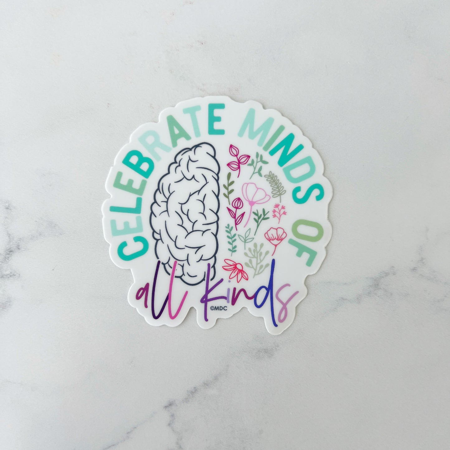 Celebrate All Kinds of Minds Flower Brain Sticker