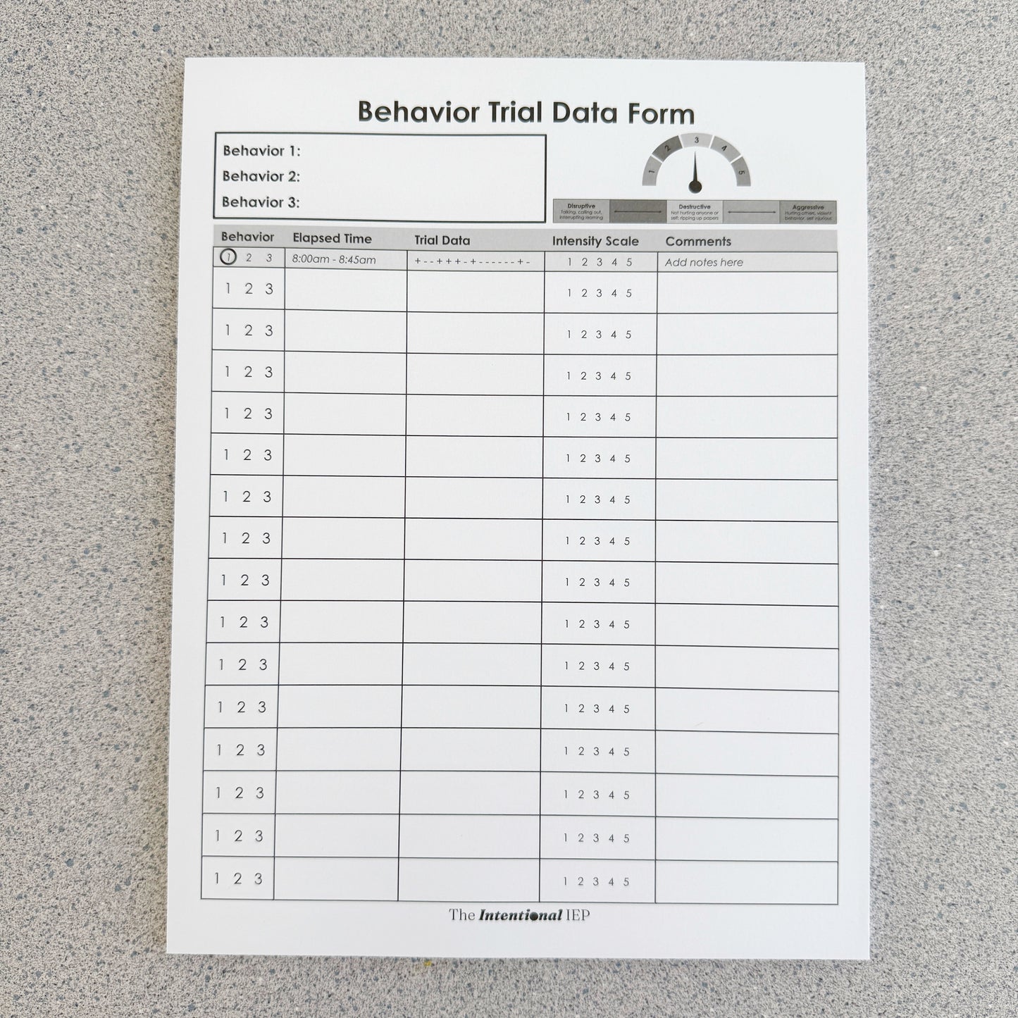 Behavior Trial Data Notepad | 50 Sheets