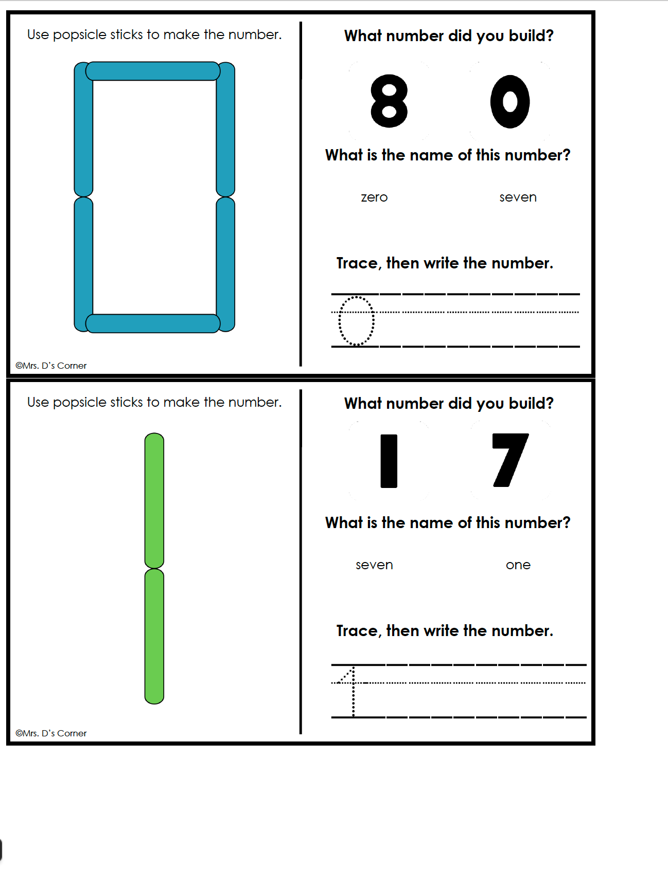 Popsicle Stick Letters Numbers and 2D Shapes Task Boxes for Special Education