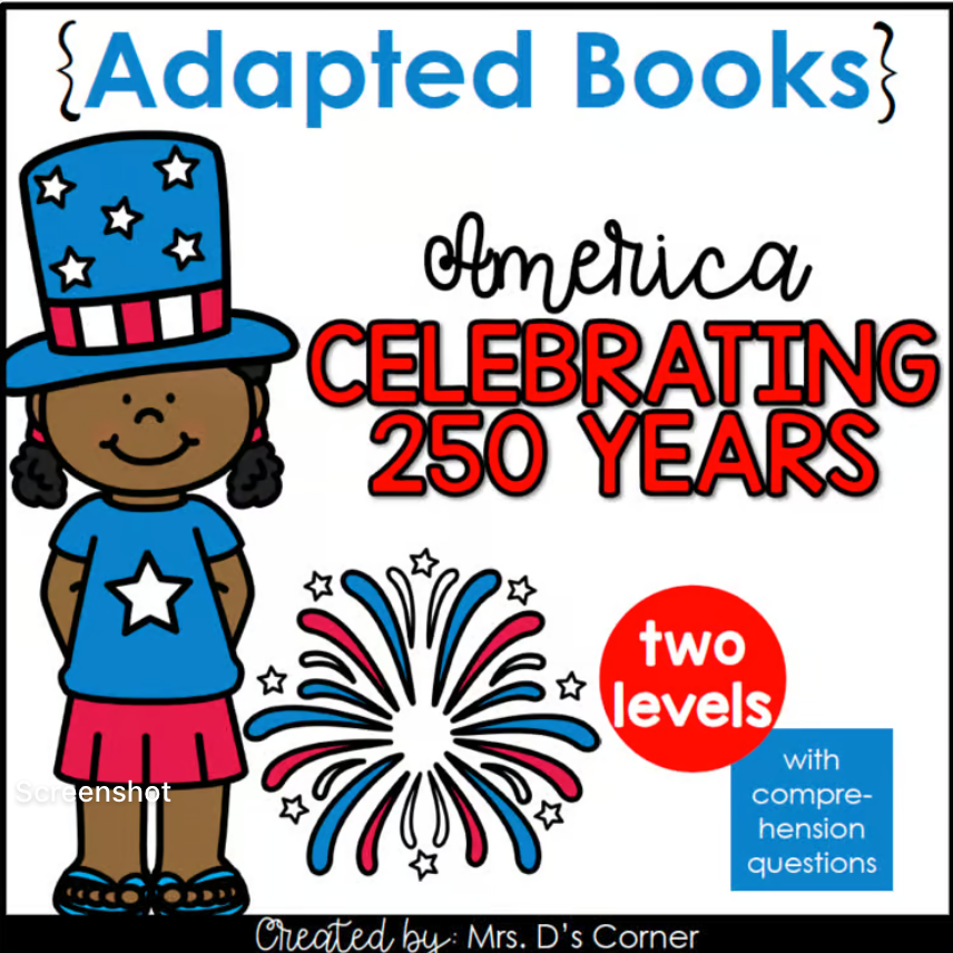 America's 250th Birthday Adapted Books | Digital + Printable.