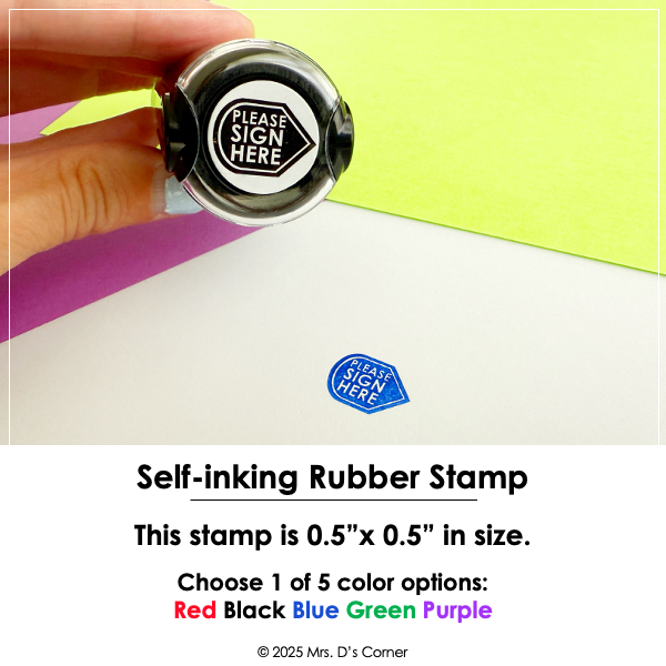 Please Sign Here Arrow Self-inking Rubber Stamp | Mrs. D's Rubber Stamp Collection