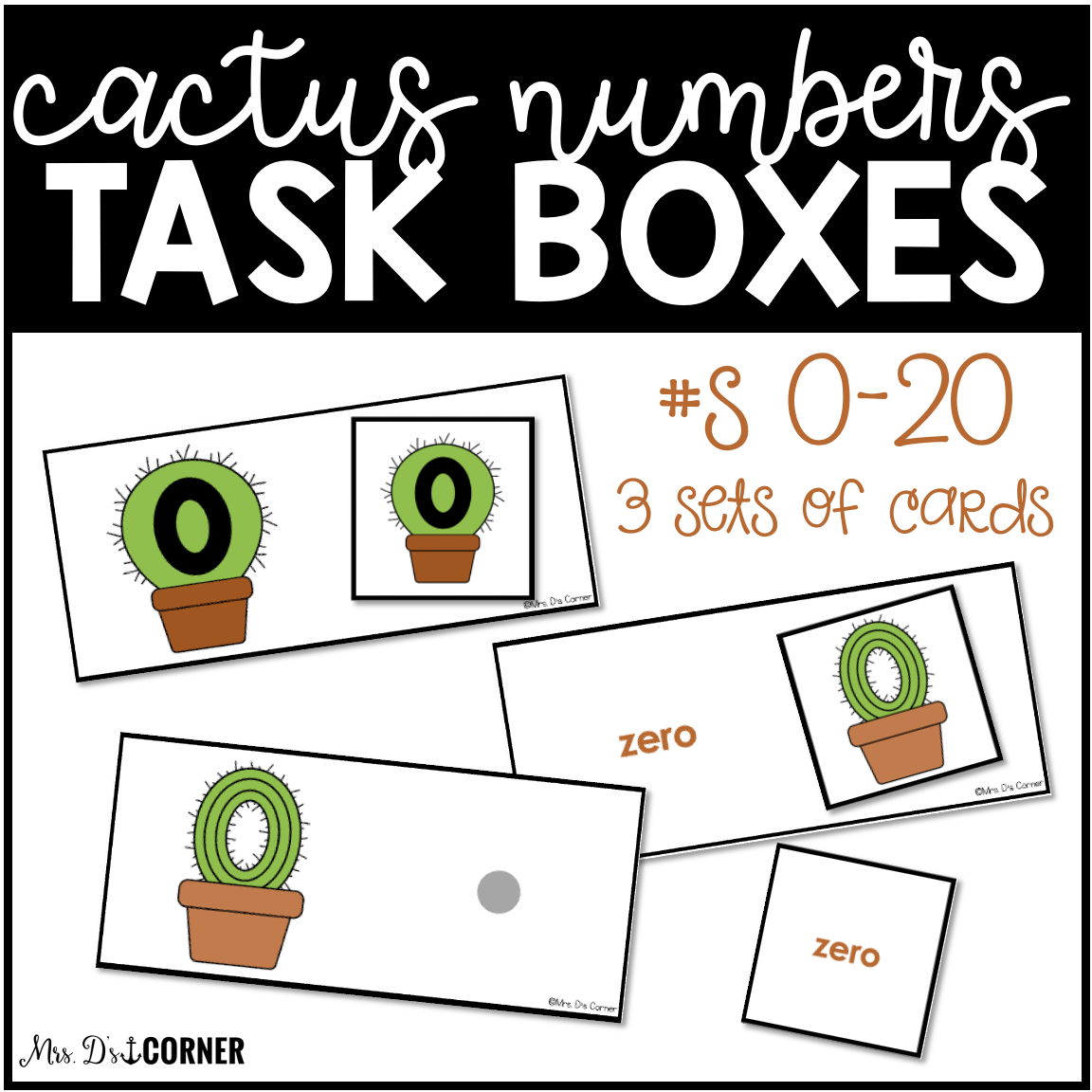Cactus Letters Numbers Colors and 2D Shapes Task Boxes Bundle for Special Education