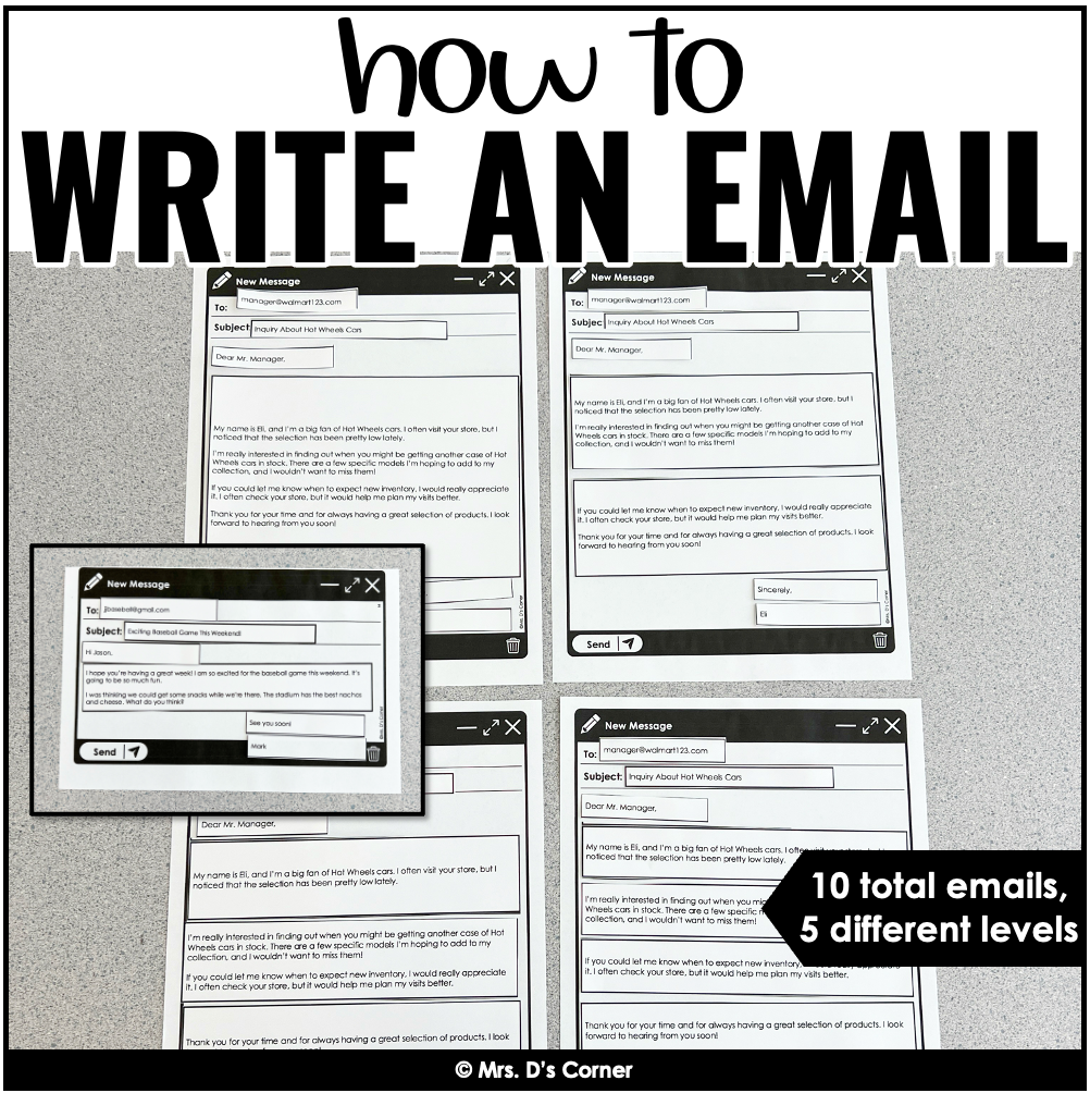 How to Write an Email Work Bin for Special Education | Writing an Email