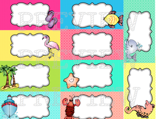 Beach Theme Editable Classroom Labels 2x4 { Avery Label 8163 }