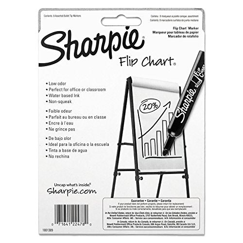 Sharpie Flip Chart Markers, Bullet Tip, Assorted Colors - 8 pack