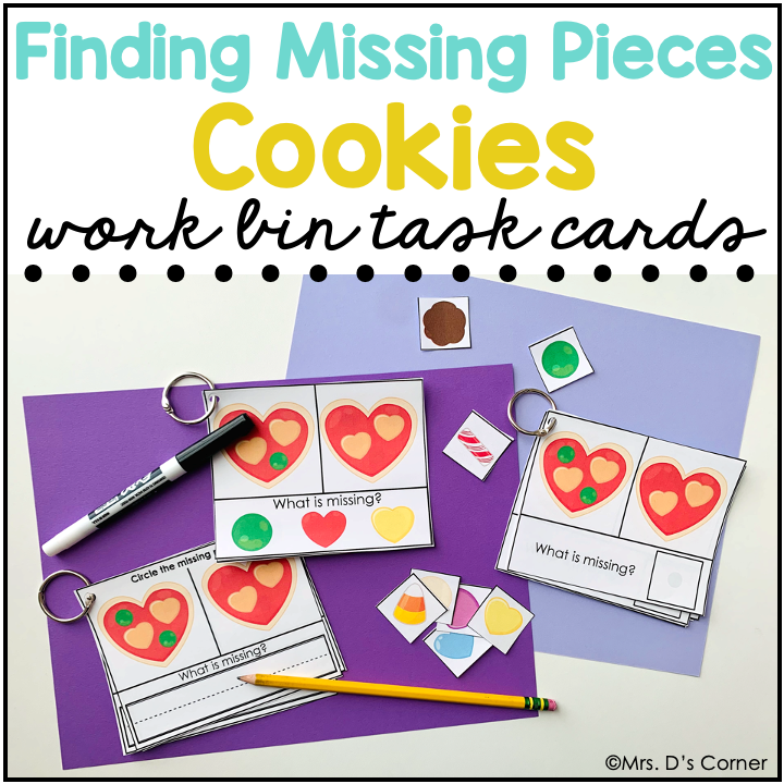 Missing Pieces Cookies Work Bin Task Cards | Centers for Special Ed