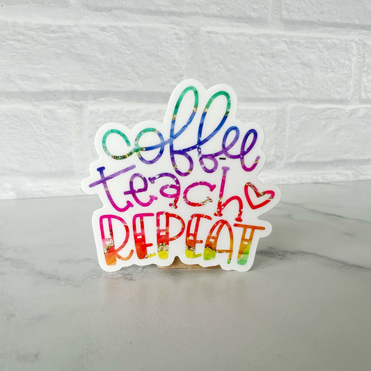 Coffee Teach Repeat Sticker