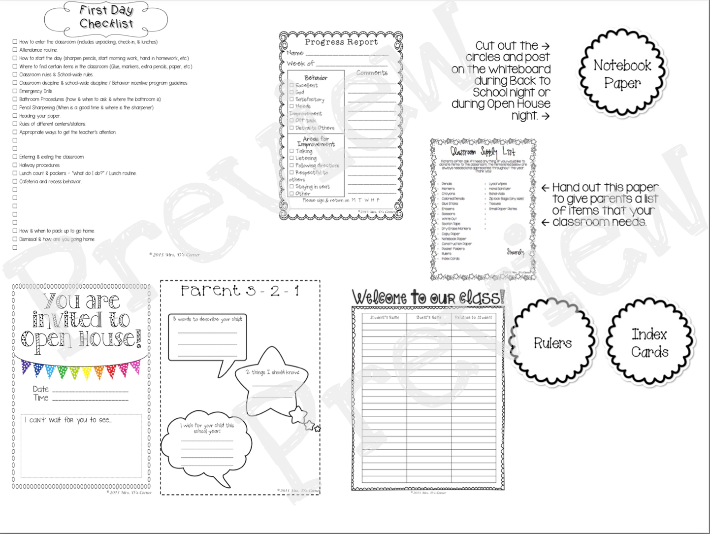Back to School Packet - Teacher Survivor Guide - First Days of School