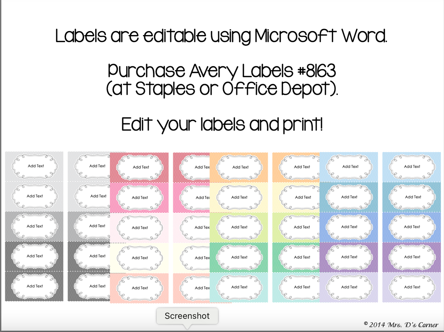 Chevron Editable Classroom Labels 2x4 { Avery Label 8163 }