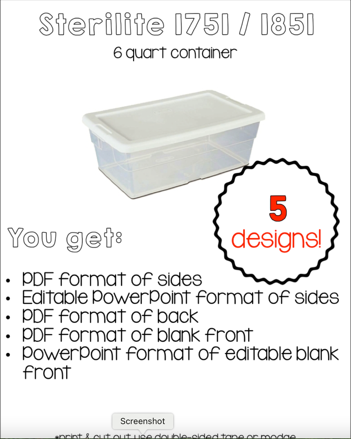 Sterilite Container Templates { Red White and Black Theme }