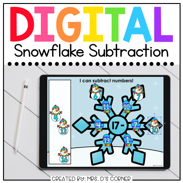Snowflake Subtraction Digital Activity Distance Learning