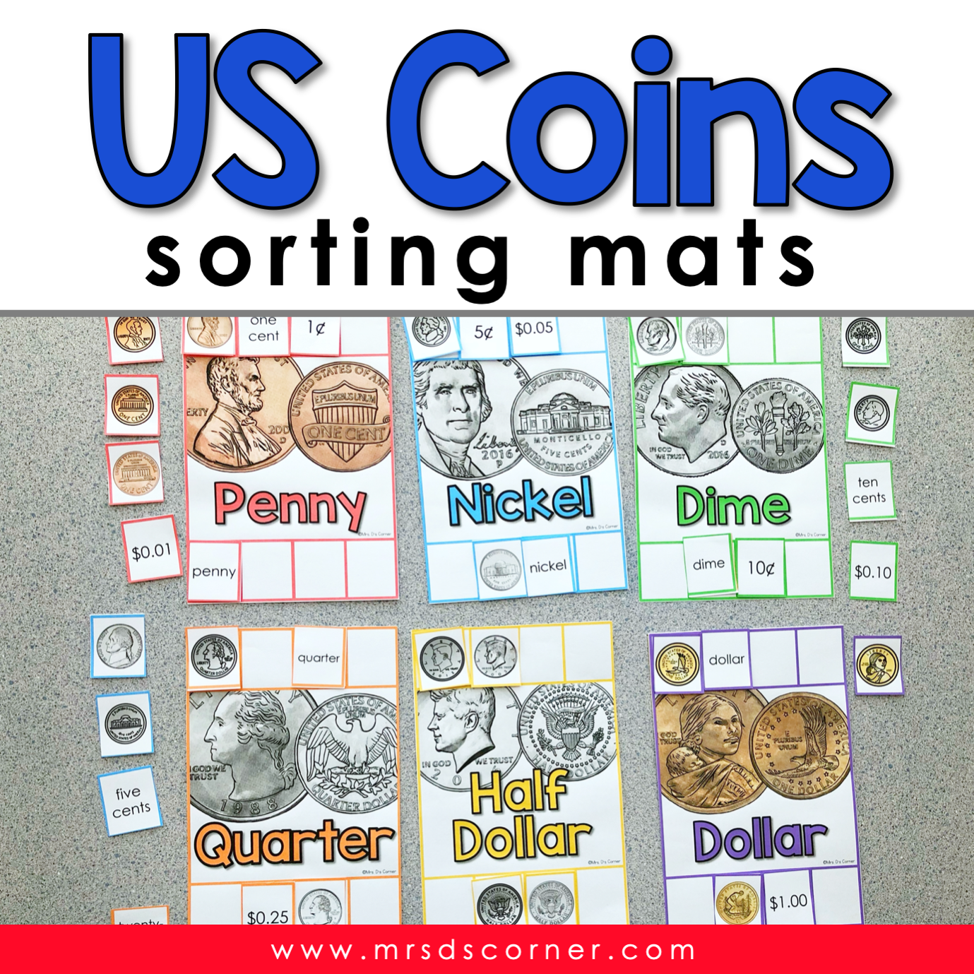 us-money-coins-sorting-mats-6-mats-included-money-sorting-mats-mrsdsshop