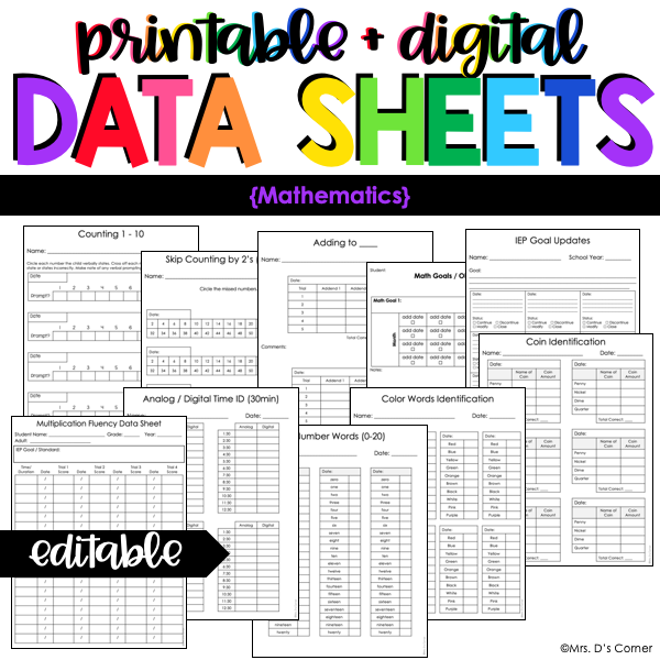 mathematics-data-forms-editable-data-sheets-mrsdsshop for Free Printable Iep Goal Tracking Sheets Mathematics Data Forms | Editable Data Sheets – mrsdsshop for Free Printable Iep Goal Tracking Sheets