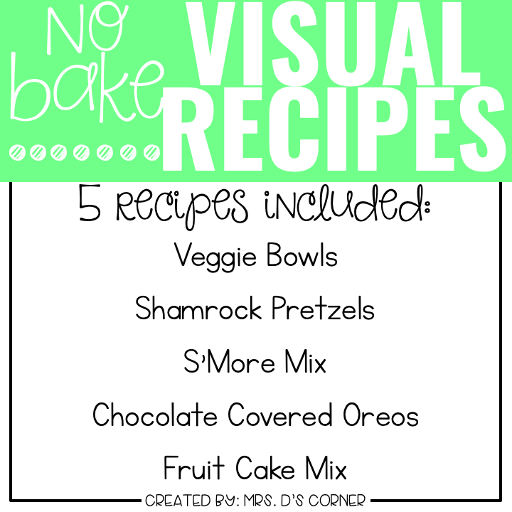 March Visual Recipes with REAL Pictures for Cooking in the Classroom