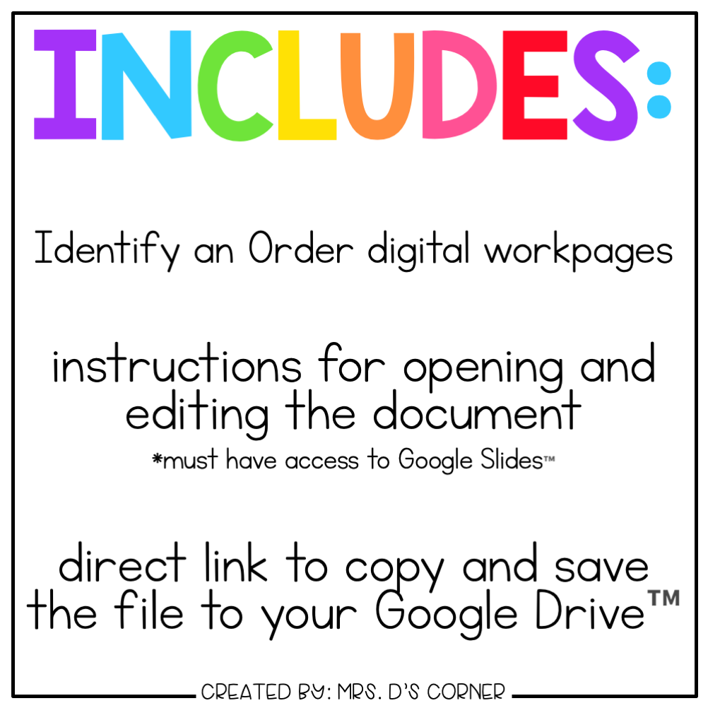 Identify the Correct Order Digital Basics for Special Ed | Distance Learning