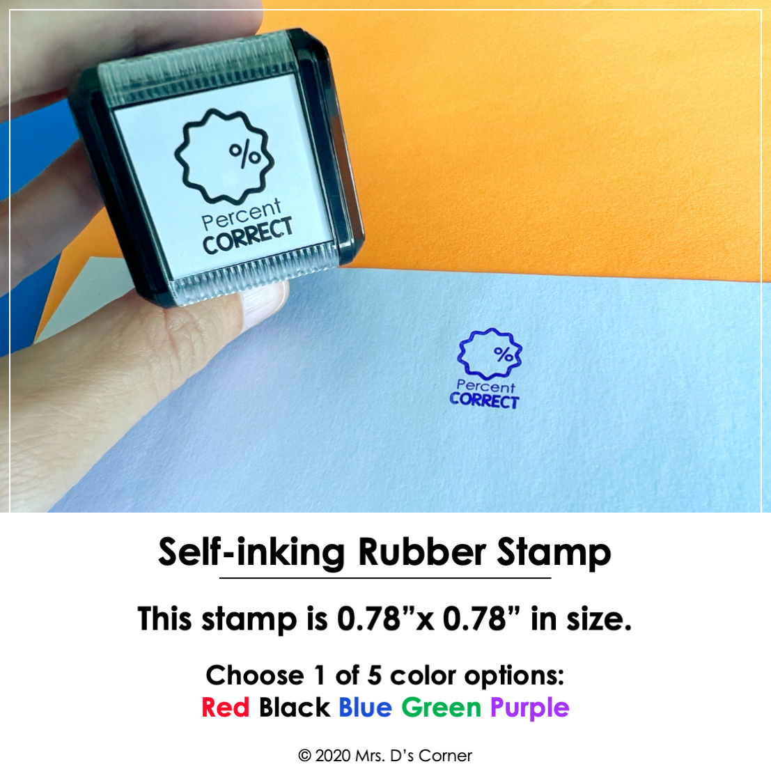 Percent Correct Self-inking Rubber Stamp | Mrs. D's Rubber Stamp Collection