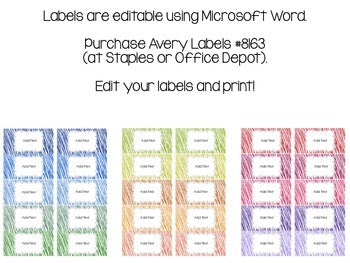 Glitter Scribbles Editable Classroom Labels 2x4 { Avery Label 8163 }