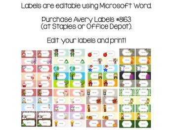Holiday Themed Editable Classroom Labels 2x4 { Avery Label 8163 }