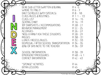 Editable Substitute Binder { Confetti Brights } The Ultimate Sub Binder Guide