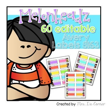 Editable Avery Labels 8163 { Melonheadz Theme} 60 Editable Labels!