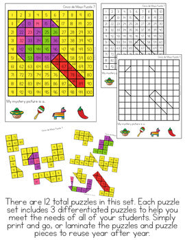 Cinco de Mayo Mystery Picture Hundred's Chart Puzzles