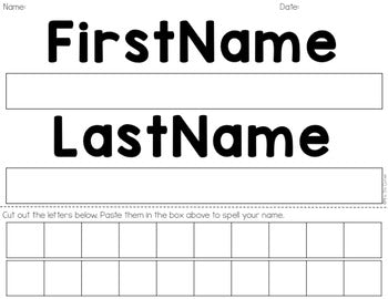 EDITABLE Name Spelling Cut and Paste Activity