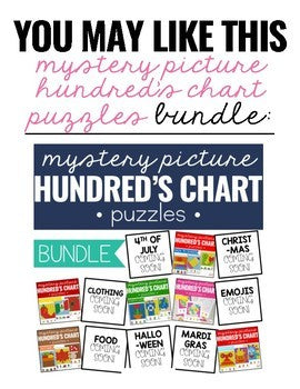 Monsters Mystery Picture Hundred's Chart Puzzles