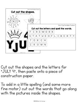 4th of July Fine Motor Practice, Skills and Activities | Independence Day
