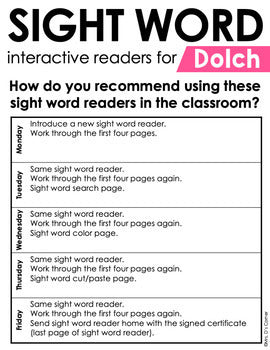 Primer Dolch Sight Word Books | Printable Dolch Sight Word Readers ...
