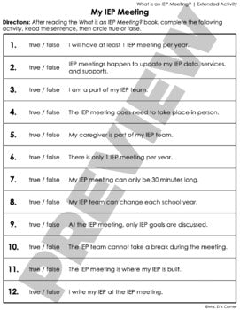 What is an IEP Meeting? | Student Self Advocacy Adapted Book, Reader + Activity