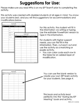 My IEP Team | Student Self Advocacy Adapted Book, Reader + Activity