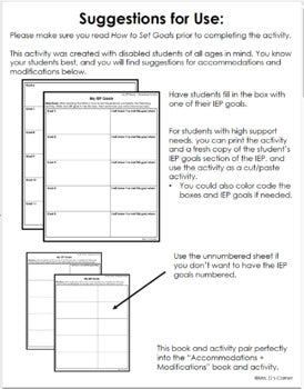 How to Set IEP Goals | Student Self Advocacy Adapted Book + Activity