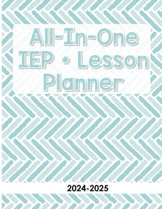 IEP Planner for Special Education Teachers - All in One IEP Calendar and Teacher Lesson Planner [ Blue Chevron ]