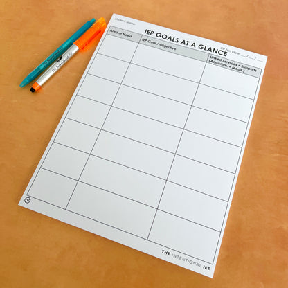 IEP Goals At a Glance Notepad | 50 Sheets