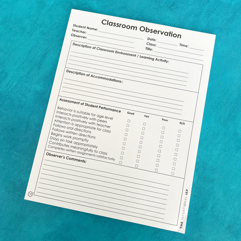 Classroom Observation Data Notepad | 50 Sheets – mrsdsshop