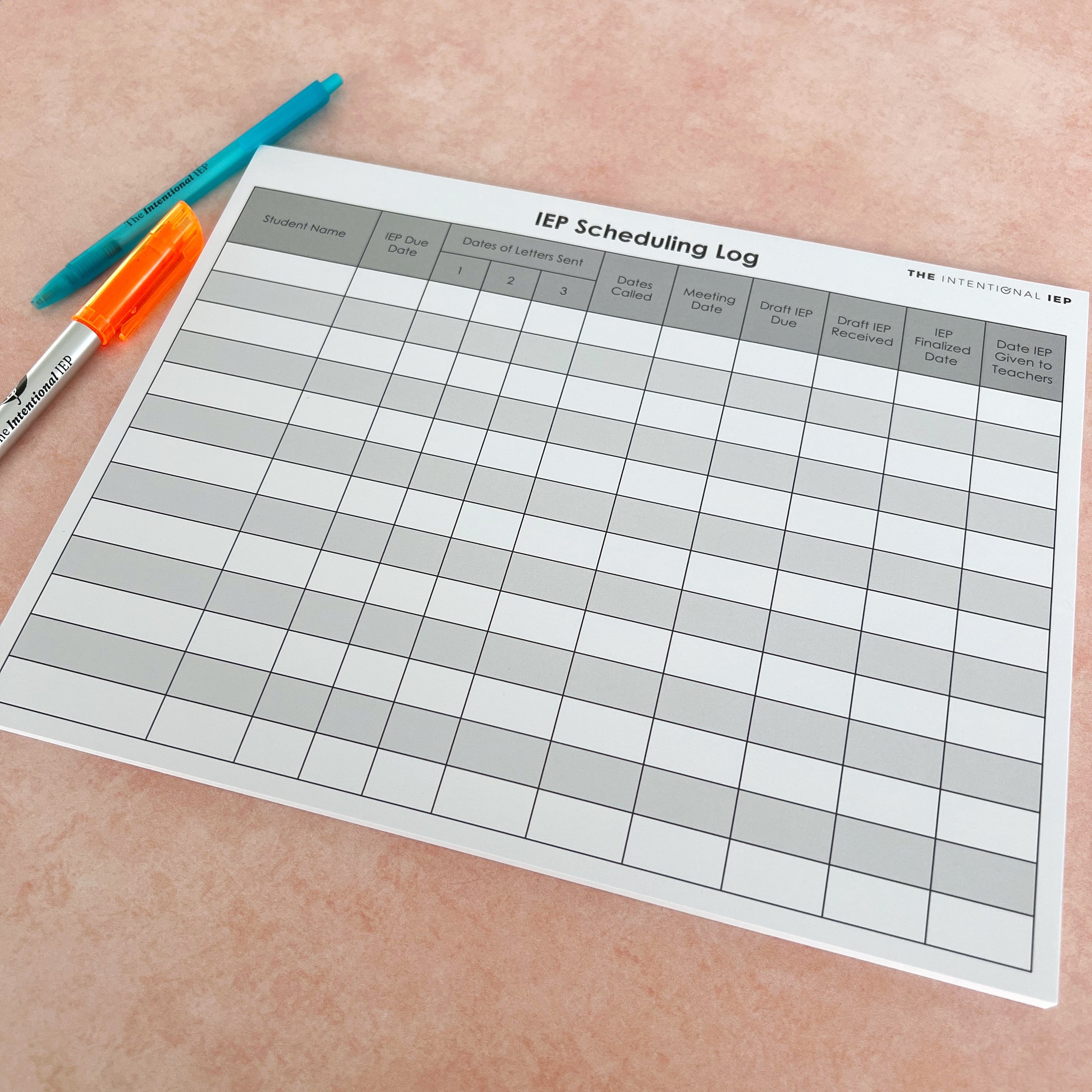 IEP Scheduling Log Notepad for Caseload Managers | 50 Sheets – mrsdsshop