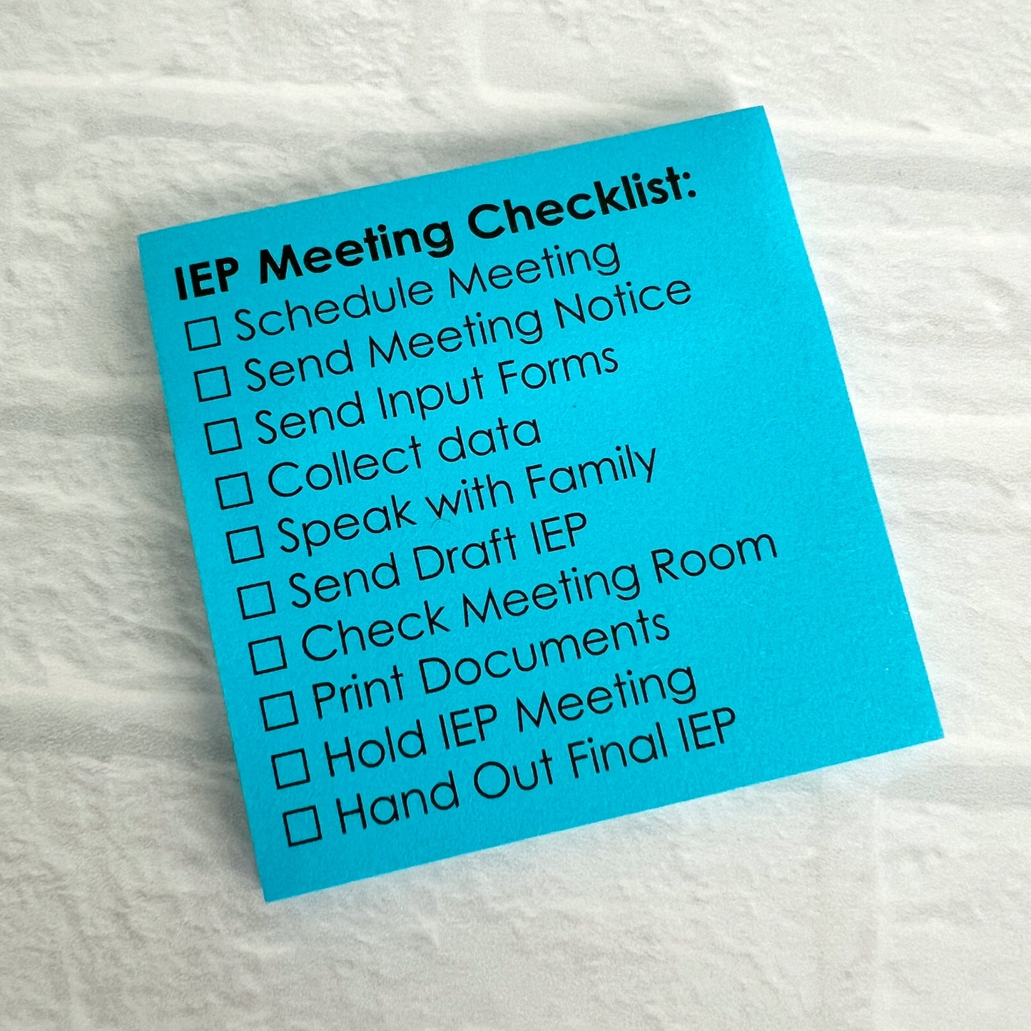 IEP Meeting Checklist Sticky Note Pad | 50 Sheets