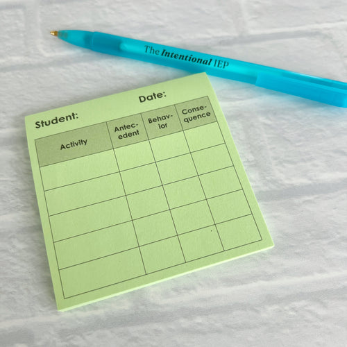 ABC Behavior Data Sticky Note Pad | 50 Sheets