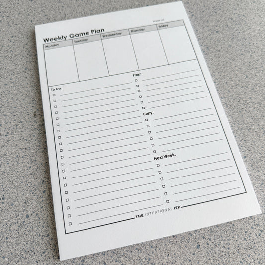 Weekly Game Plan Notepad | 50 Sheets