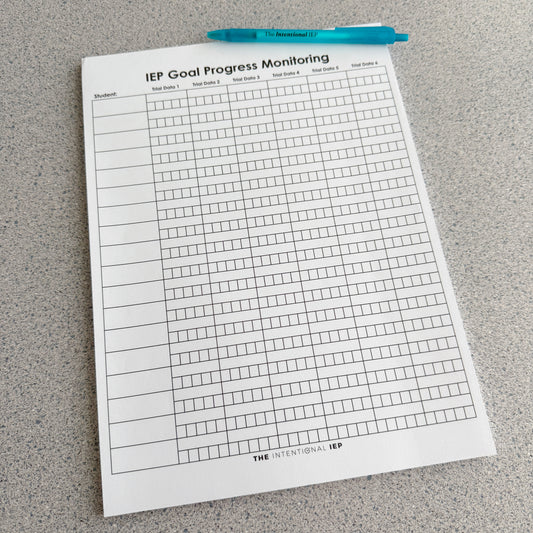 IEP Goal Progress Monitoring Data Notepad | 50 Sheets