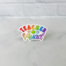 Load image into Gallery viewer, Teacher Squad Glitter Rainbow Sticker