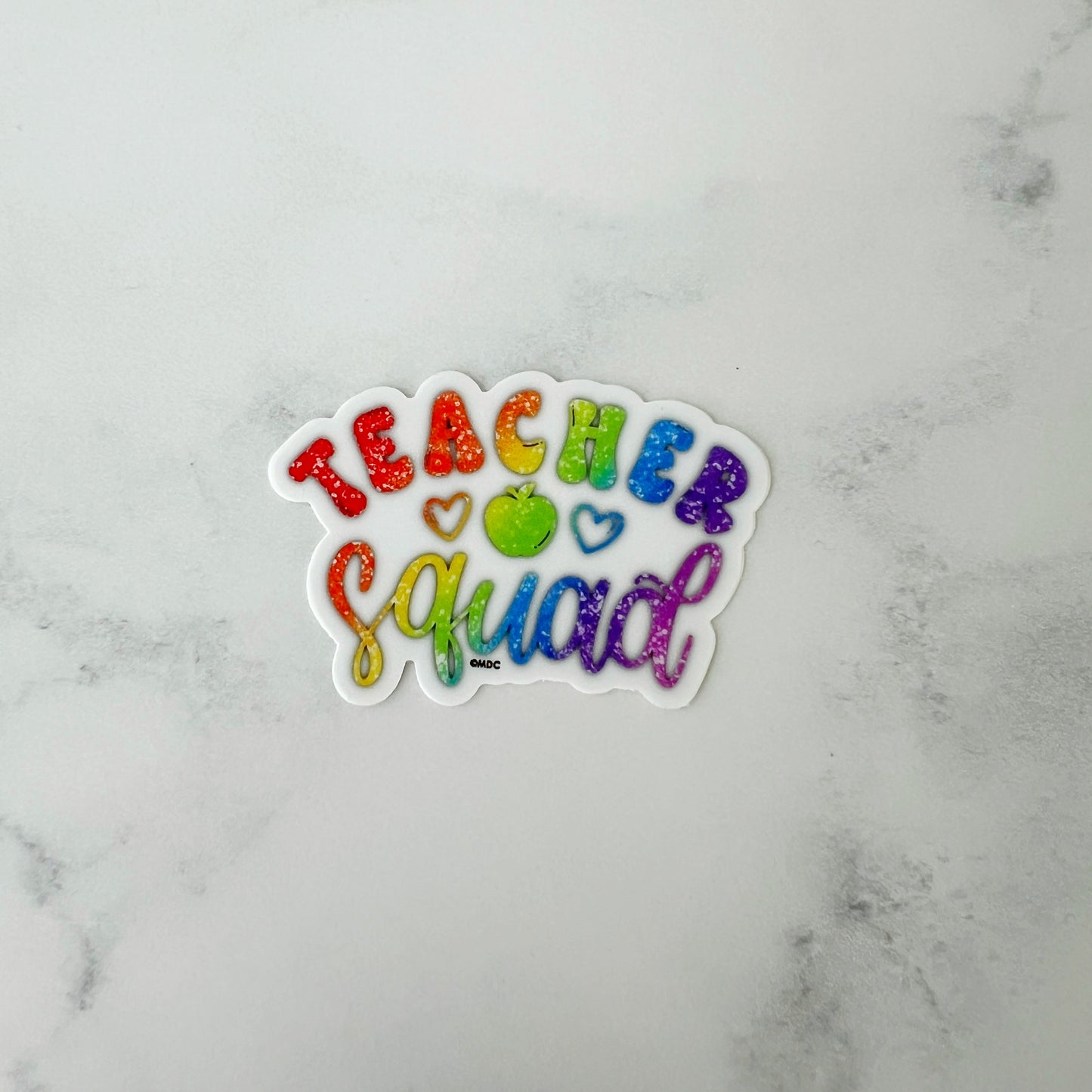 Teacher Squad Glitter Rainbow Sticker