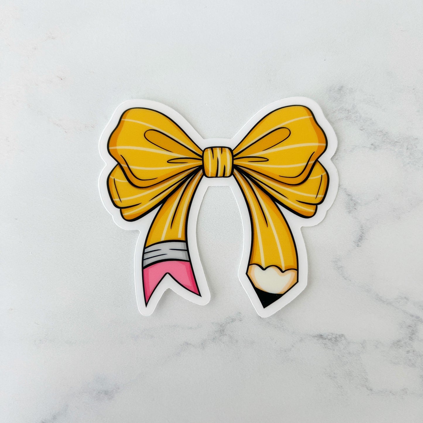 Pencil Coquette Bow Clear Sticker