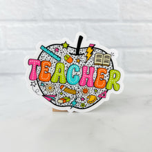 Load image into Gallery viewer, Retro Teacher Apple Clear Sticker