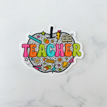 Load image into Gallery viewer, Retro Teacher Apple Clear Sticker