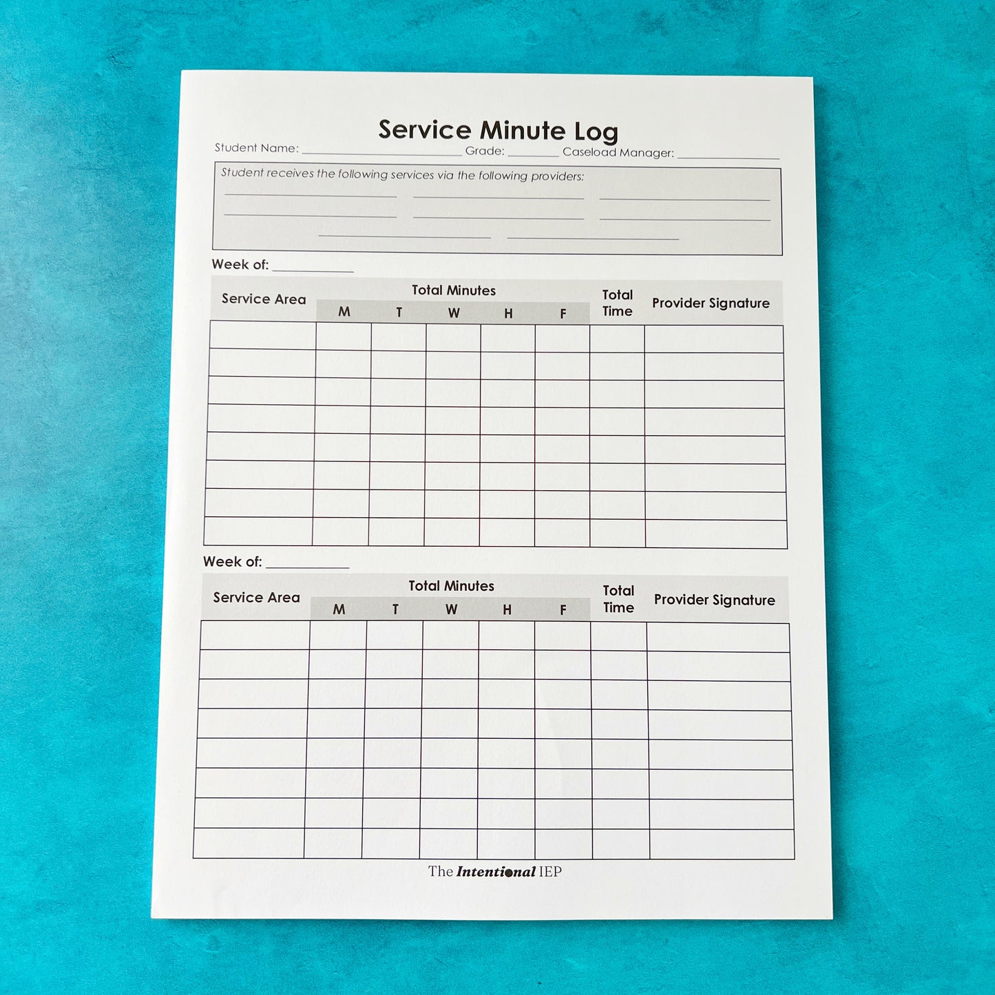 Service Minute Log Data Notepad | 50 Sheets