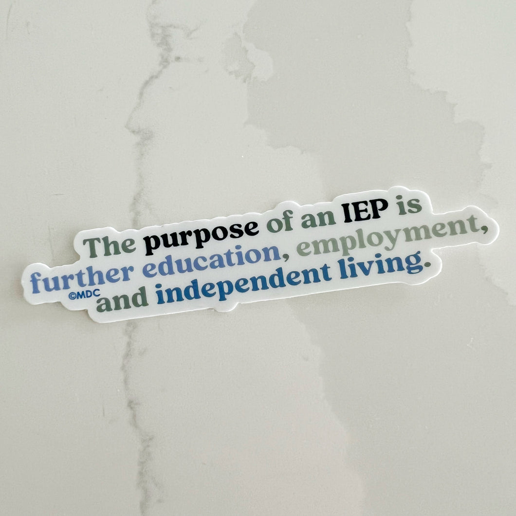 Purpose of an IEP Sticker