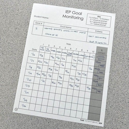 IEP Goal Monitoring Data Notepad | 50 Sheets