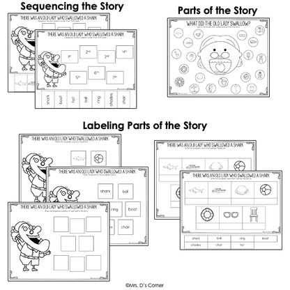 Old Lady Swallowed a Shark Book Companion [4 different activities!]