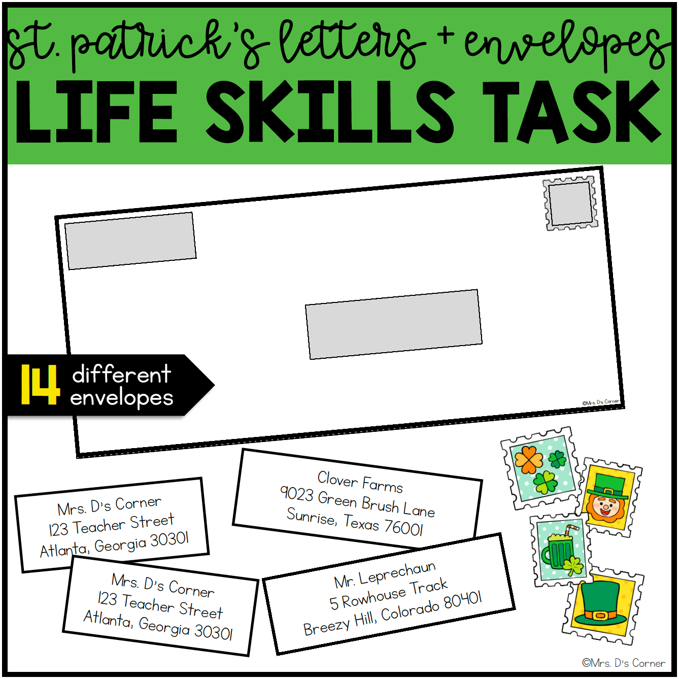 Addressing an Envelope | St Patrick's Day Life Skills Center How to Address an Envelope